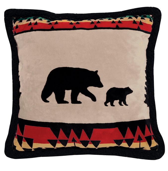 Bear Trail with Black Sherpa pillow Thumbnail