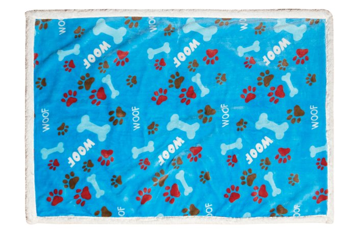 Blue Woof dog blanket L white Thumbnail
