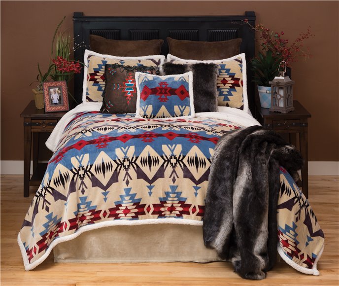 Carstens Blue River Southwestern 3-Piece Sherpa Fleece Bedding Set, Twin Thumbnail