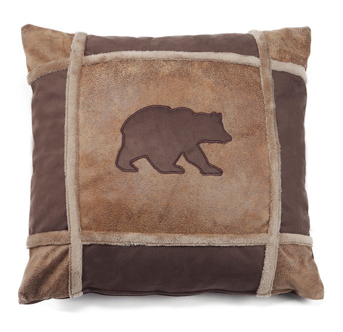Carstens Bear Grid Rustic Cabin Throw Pillow 18" x 18" Thumbnail