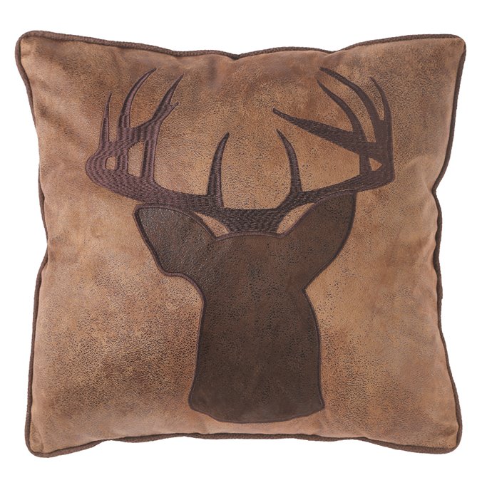 Carstens Applique Buck Rustic Cabin Throw Pillow 18" x 18" Thumbnail