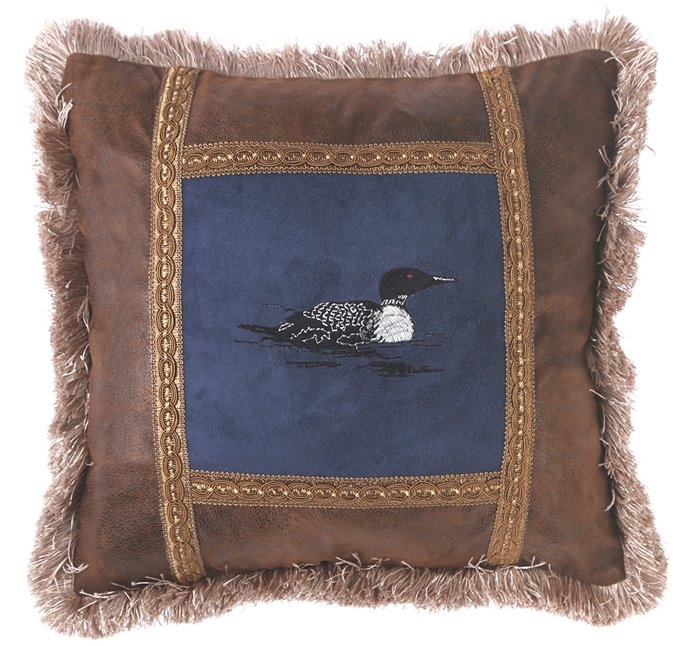 Carstens Loon Rustic Cabin Throw Pillow 18" x 18" Thumbnail