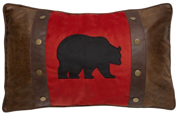 Bear and Rivets Rustic Cabin Throw Pillow (Insert Included) 18" x 24" Thumbnail