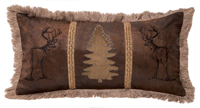 Carstens Buck & Trees Rustic Cabin Throw Pillow 14" x 26" Thumbnail