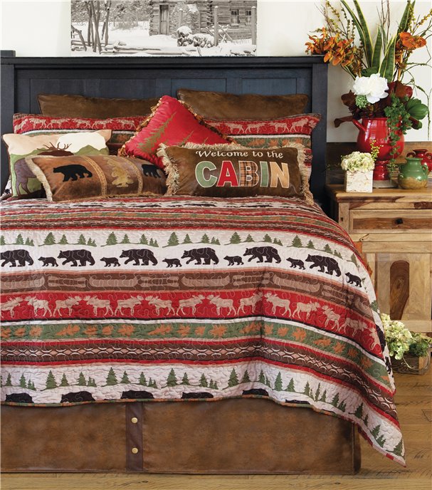 Cabin and Lodge Stripe Rustic Quilt Set, Twin Thumbnail