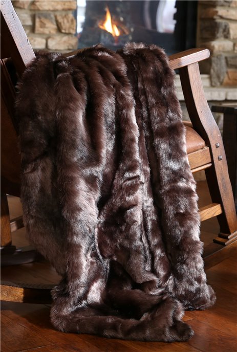 Carstens Brown Bear Faux Fur Throw Blanket Thumbnail