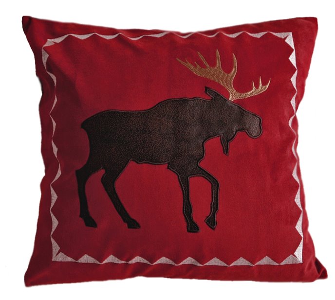 Carstens Red Moose Rustic Cabin Throw Pillow 18" x 18" Thumbnail
