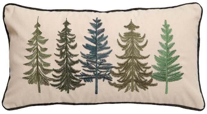 Row of Pine Trees Rustic Cabin Throw Pillow (Insert Included) 14" x 26" Thumbnail