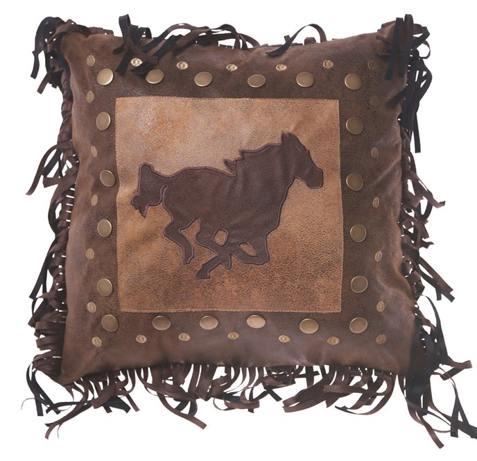 Carstens Horse Rivet Southwestern Throw Pillow 18" x 18" Thumbnail