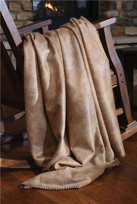 Carstens Tobacco Faux Leather Throw Blanket Thumbnail