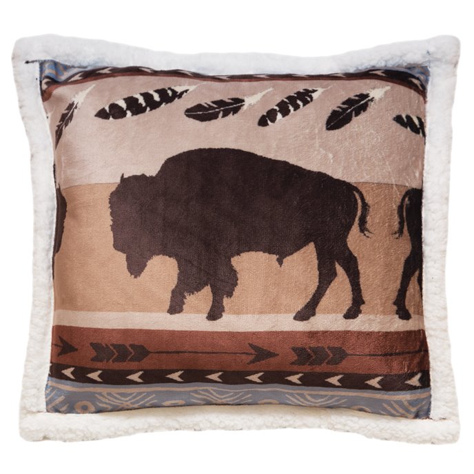 Carstens Wrangler Buffalo Southwestern Sherpa Fleece Throw Pillow 18x18 Thumbnail