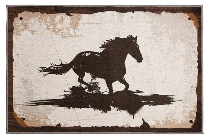 Running Horse Small Western Area Rug Doormat 24" x 36" Thumbnail