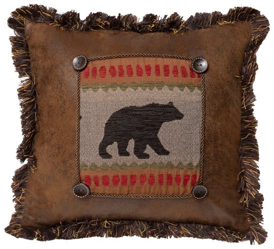 Maple Lake Bear Rustic Cabin Throw Pillow (Insert Included) 18" x 18" Thumbnail
