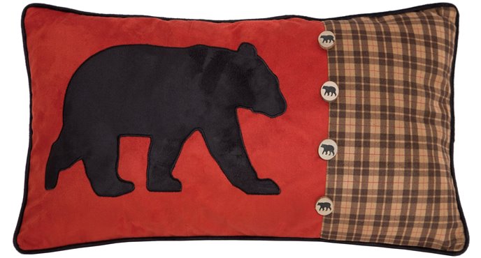 Carstens Bear & Buttons Rustic Cabin Throw Pillow 14" x 26" Thumbnail