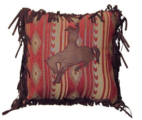 Carstens Southwestern Bronc Horse Throw Pillow 18" x 18" Thumbnail