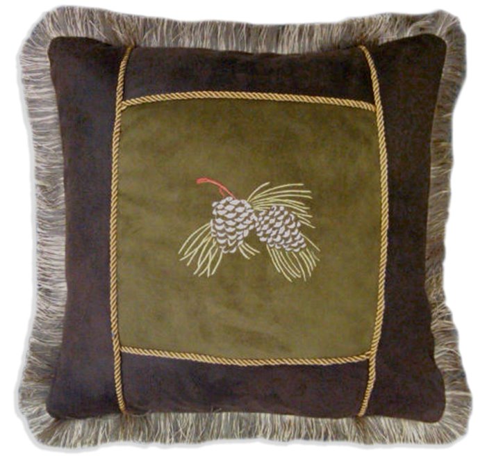 Carstens Sage Pinecone Rustic Cabin Throw Pillow 18" x 18" Thumbnail