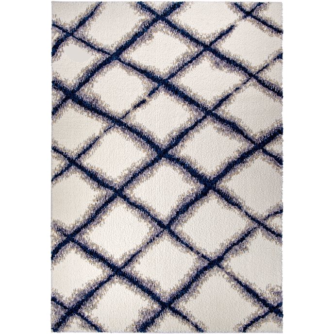 Line Trellis White 7'10"x10'10" Rug Thumbnail