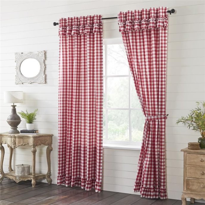 Annie Buffalo Red Check Ruffled Panel Set of 2 96x50 Thumbnail