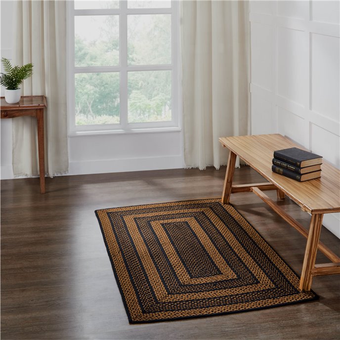 Black &amp; Tan Jute Rug Rect w/ Pad 36x60 Thumbnail