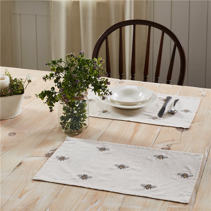Embroidered Bee Placemat Set of 6 12x18 Thumbnail