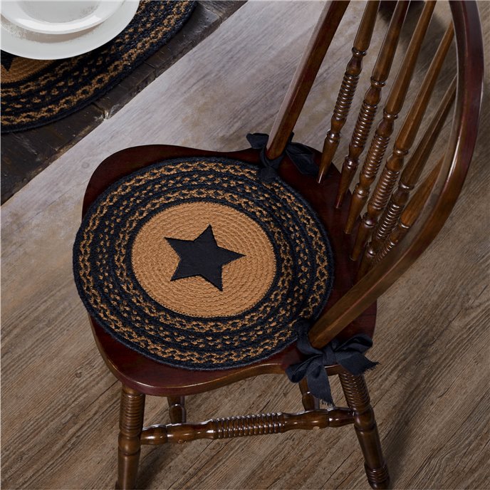 Farmhouse Jute Chair Pad Applique Star 15 inch Diameter Thumbnail