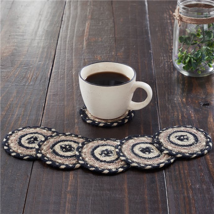 Sawyer Mill Charcoal Creme Jute Coaster Set of 6 Thumbnail