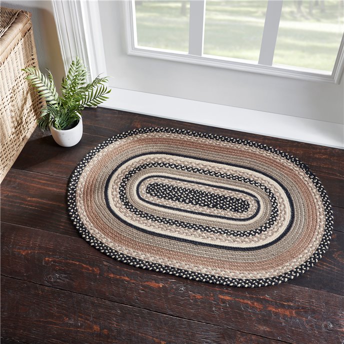 Sawyer Mill Charcoal Creme Jute Rug Oval 24x36 Thumbnail