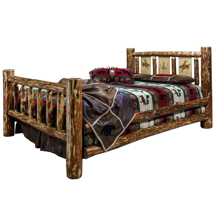 Glacier Cal King Bed w/ Laser Engraved Bronc Design Thumbnail