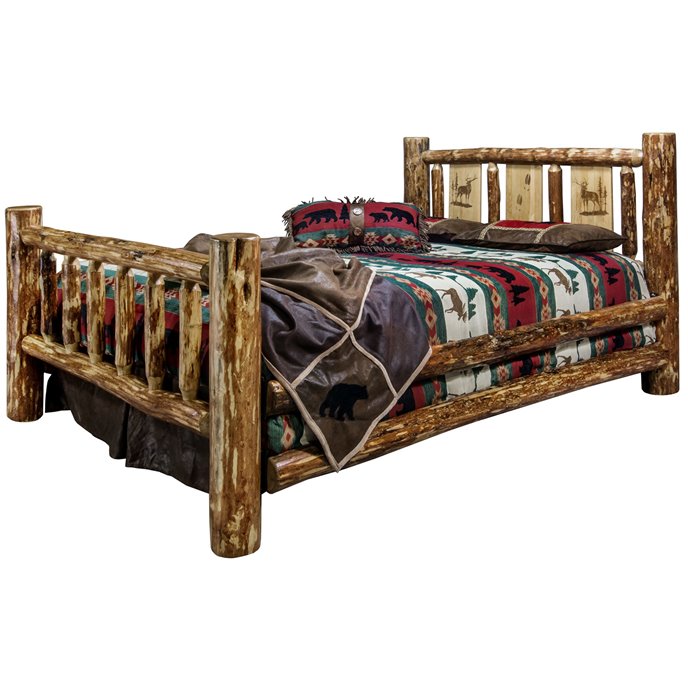 Glacier Queen Bed w/ Laser Engraved Elk Design Thumbnail