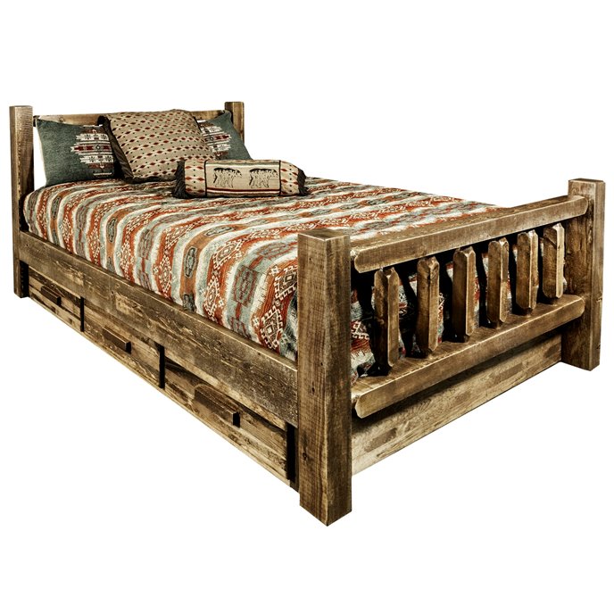 Homestead King Bed w/ Storage - Stain & Lacquer Finish Thumbnail