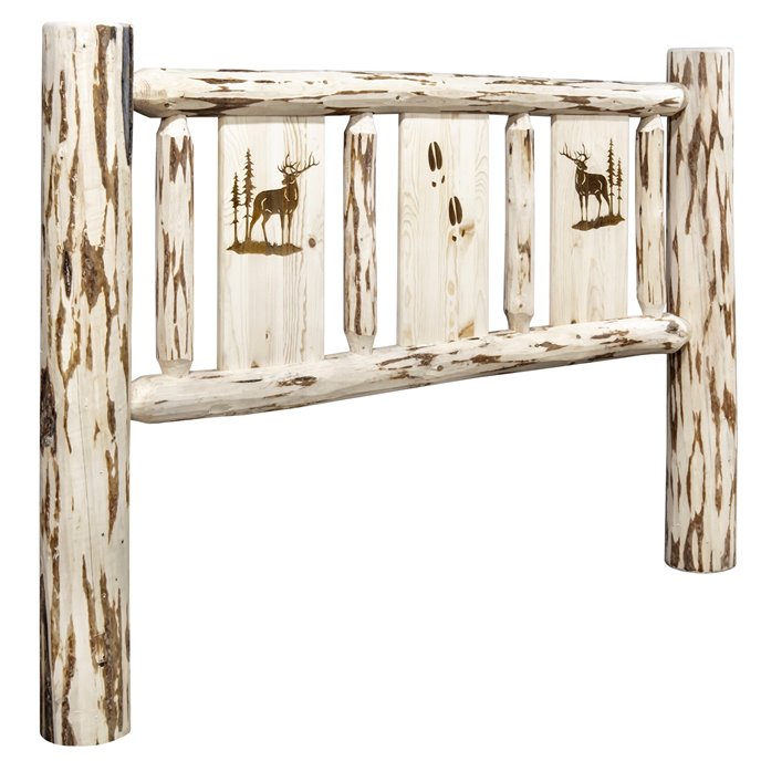 Montana Cal King Headboard w/ Laser Engraved Elk Design - Ready to Finish Thumbnail