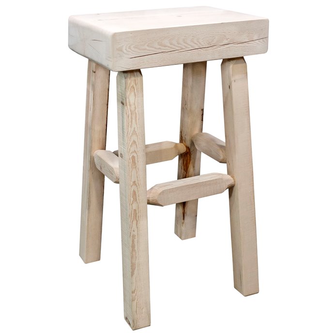 Homestead Counter Height Half Log Barstool - Clear Lacquer Finish Thumbnail