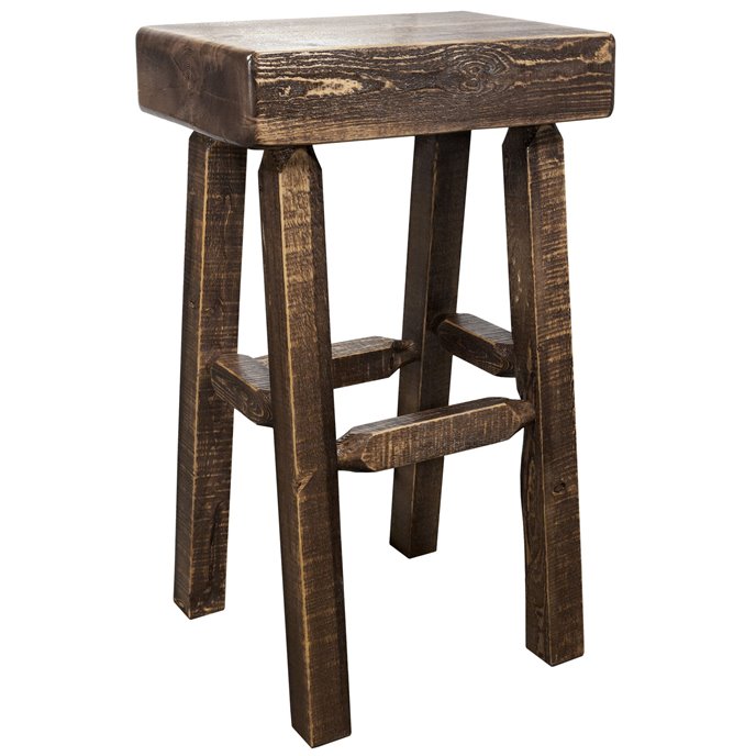 Homestead Counter Height Half Log Barstool - Stain & Lacquer Finish Thumbnail