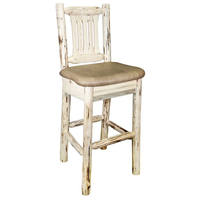 Montana Counter Height Barstool w/ Back - Buckskin Upholstery - Clear Lacquer Finish Thumbnail