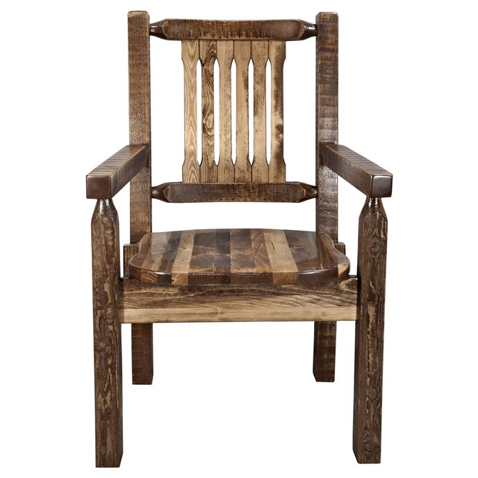 Homestead Captain's Chair w/ Ergonomic Wooden Seat - Stain & Clear Lacquer Finish Thumbnail