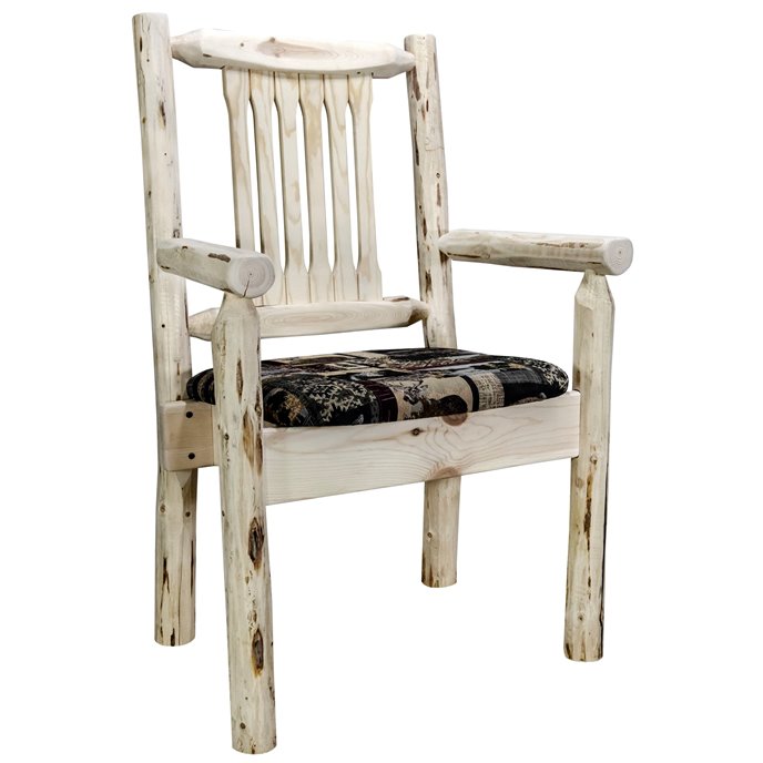 Montana Captain's Chair w/ Upholstered Seat in Woodland Pattern - Ready to Finish Thumbnail