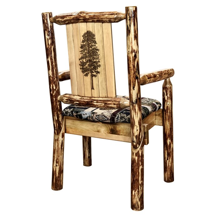 Glacier Captain's Chair - Woodland Upholstery w/ Laser Engraved Pine Tree Design Thumbnail