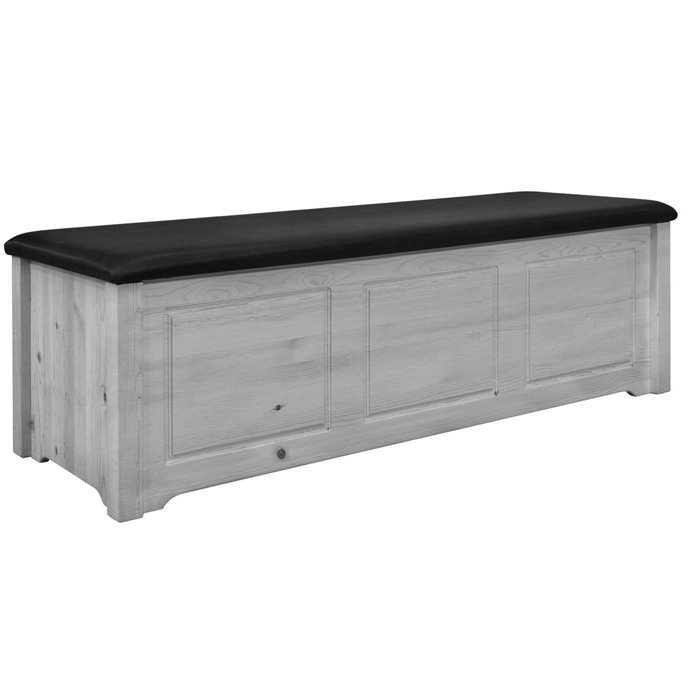 Homestead Blanket Chest w/ Saddle Upholstery - Stain & Clear Lacquer Finish Thumbnail
