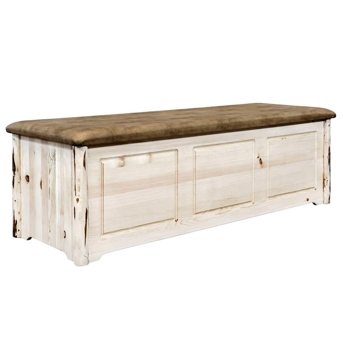 Montana Blanket Chest w/ Buckskin Upholstery - Clear Lacquer Finish Thumbnail