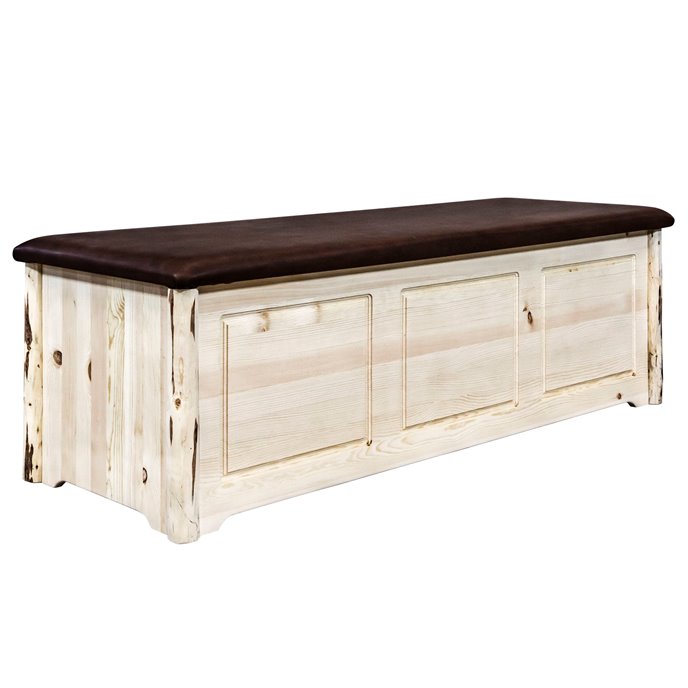 Montana Blanket Chest w/ Saddle Upholstery - Clear Lacquer Finish Thumbnail