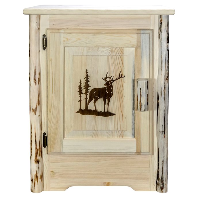 Montana Left Hinged Accent Cabinet w/ Laser Engraved Elk Design - Ready to Finish Thumbnail