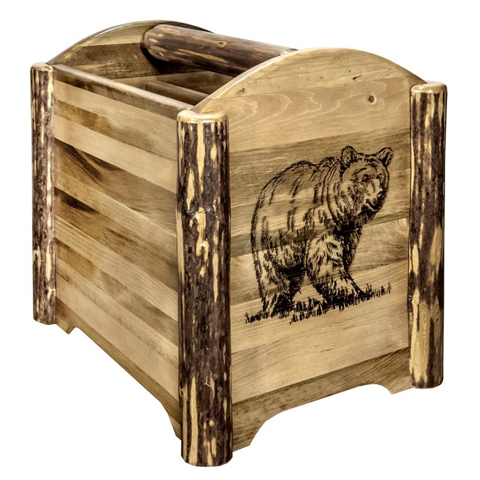 Glacier Magazine Rack w/ Laser Engraved Bear Design Thumbnail