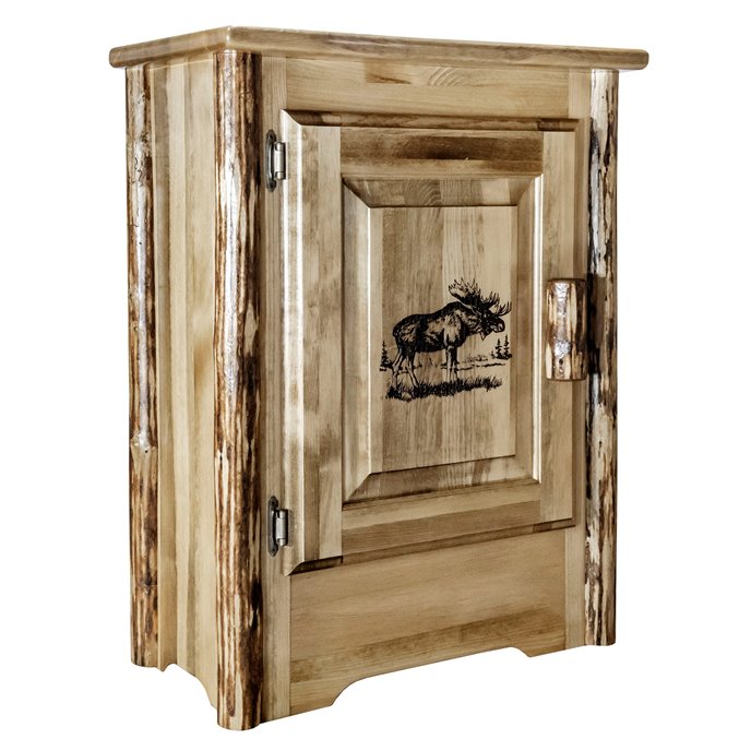 Glacier Left Hinged Accent Cabinet w/ Laser Engraved Moose Design Thumbnail