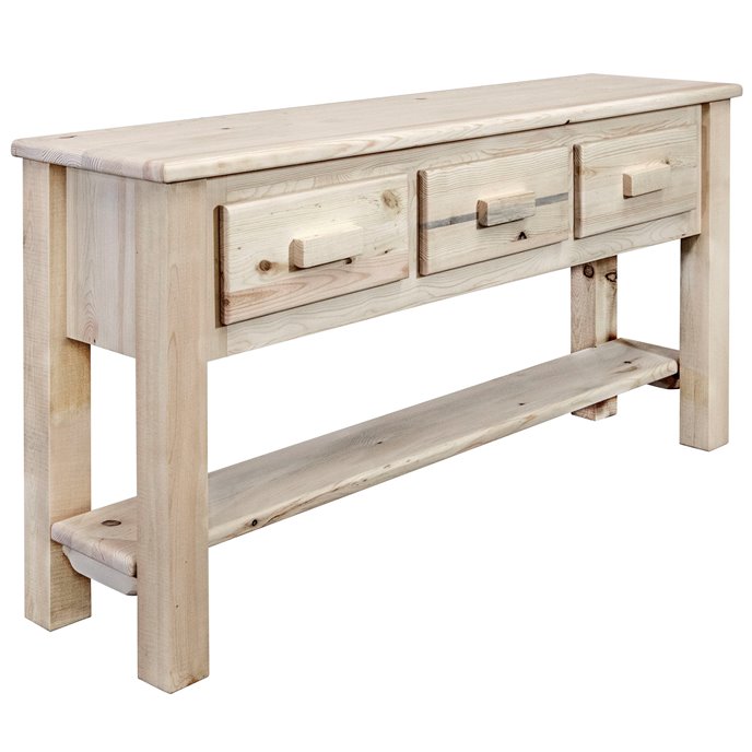 Homestead Console Table w/ 3 Drawers - Clear Lacquer Finish Thumbnail