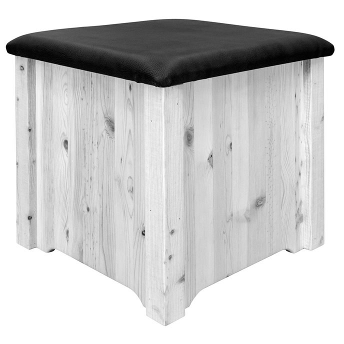 Homestead Upholstered Ottoman w/ Storage & Saddle Upholstery - Stain & Clear Lacquer Finish Thumbnail