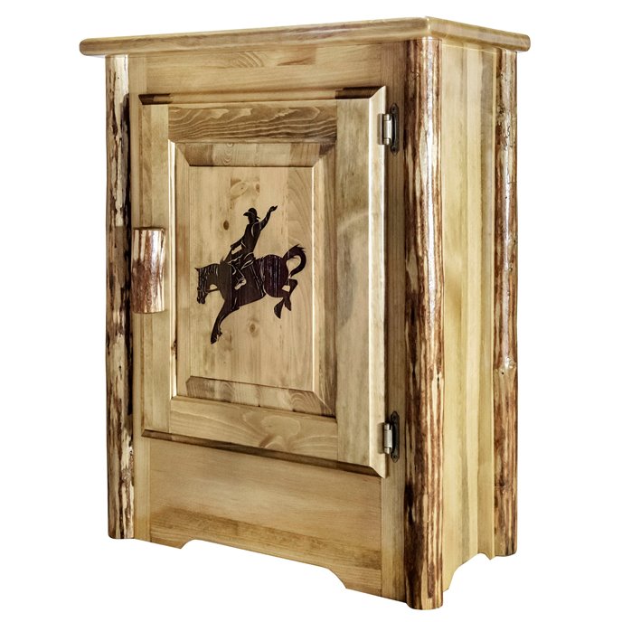 Glacier Right Hinged Accent Cabinet w/ Laser Engraved Bronc Design Thumbnail
