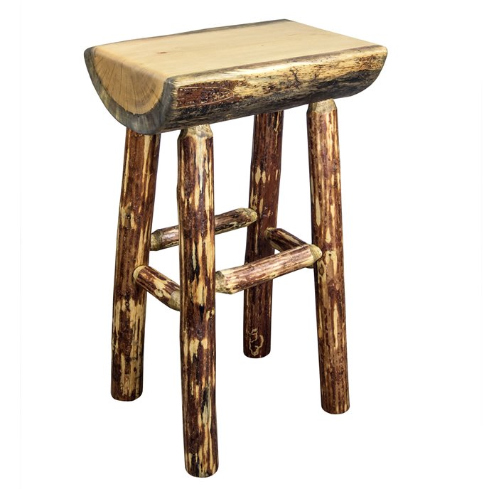 Glacier Half Log Barstool w/ Exterior Stain Finish Thumbnail