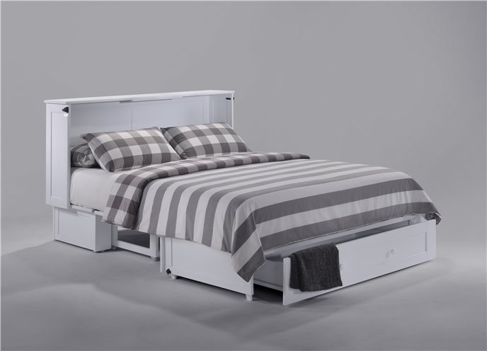 Clover Murphy Cabinet Bed in White Finish with Queen Mattress Thumbnail