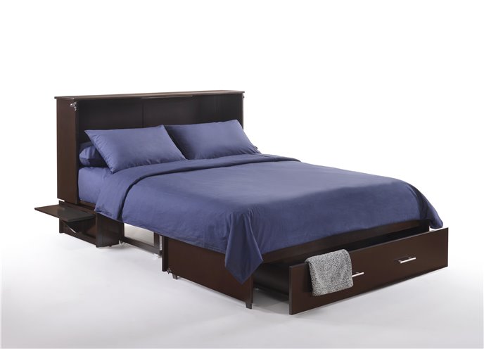 Sagebrush Murphy Cabinet Bed in in Chocolate Finish with Queen Mattress Thumbnail