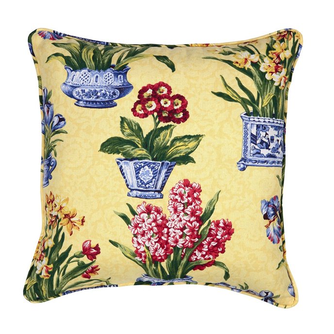 Melanie Buttercream Square Pillow - Floral Thumbnail